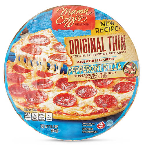 Mama Cozzi's Pizza Kitchen Frozen Thin Crust Pepperoni Pizza, 14.3 oz